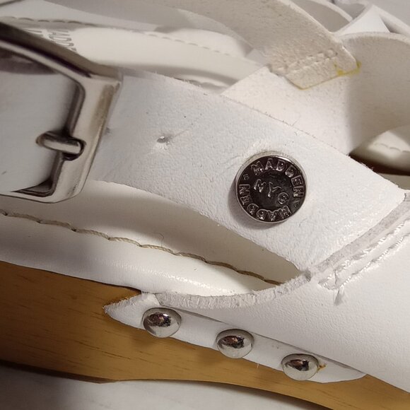 Madden NYC White Platform Wooden Heeled Girls Size 4 - Picture 5 of 15